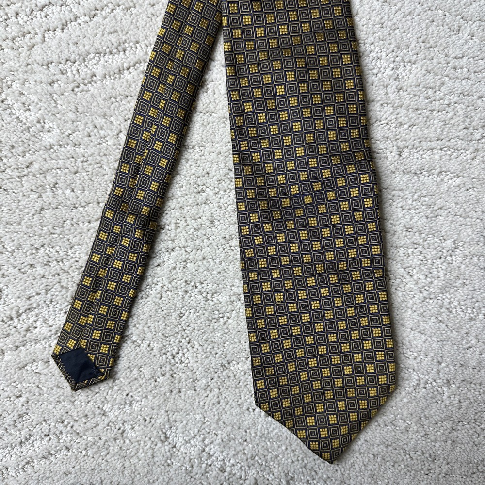 Men's Brooks Brother‎ 100% Silk Blue/Gold Geometric Neck Tie